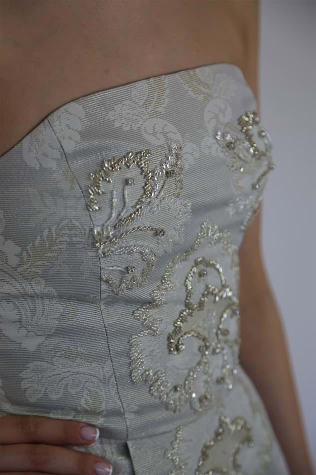 Picture of STRAPLESS BROCADE DRESS WITH EMBROIDERY 